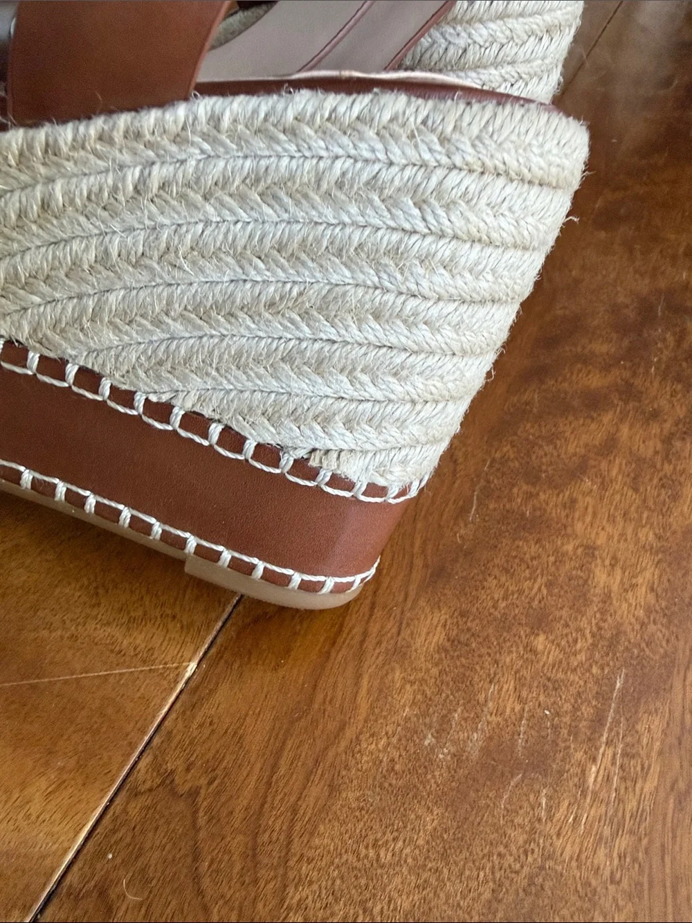 Lauren Ralph Lauren Brown and Cream Espadrille Wedge Sandals